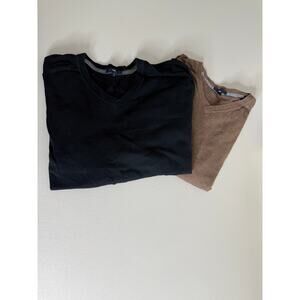 Bundle Lot 2 Men's Gap Black Brown Neutral V-Neck 100% Cotton Pullover Sweater M